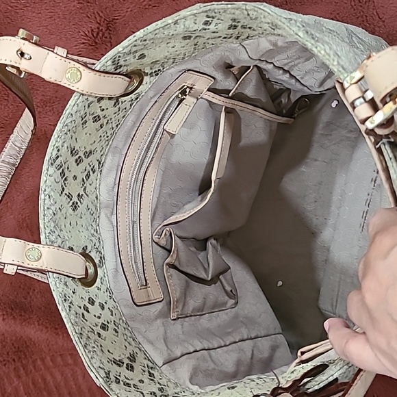 Michael Kors Python Snake Leather Hobo Tote Handbag. - Picture 7 of 10